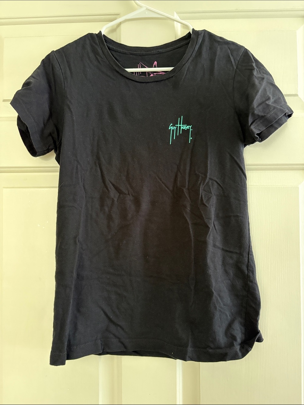 Guy Harvey Black Tee with Pink Interior Graphic